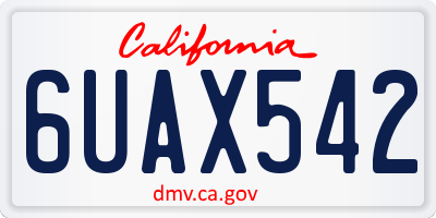 CA license plate 6UAX542