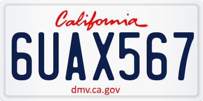 CA license plate 6UAX567