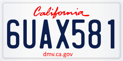 CA license plate 6UAX581