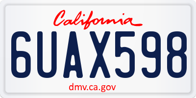 CA license plate 6UAX598