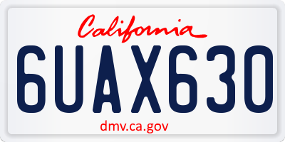 CA license plate 6UAX630
