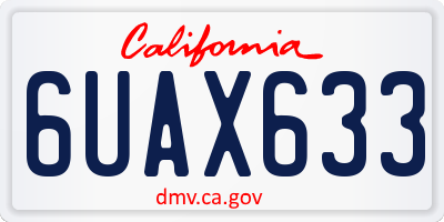 CA license plate 6UAX633