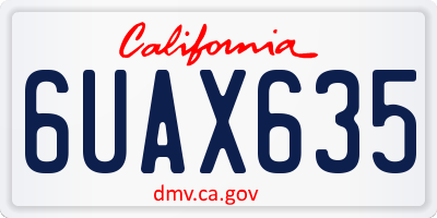 CA license plate 6UAX635
