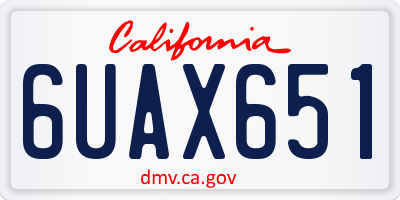 CA license plate 6UAX651