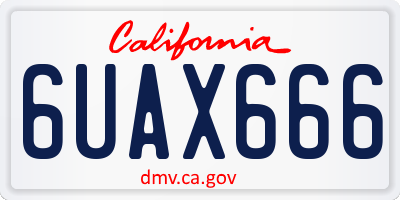 CA license plate 6UAX666