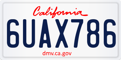 CA license plate 6UAX786