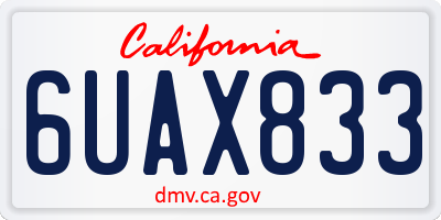 CA license plate 6UAX833