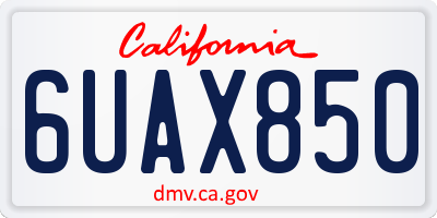 CA license plate 6UAX850