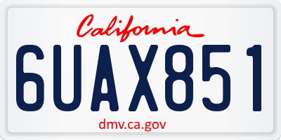 CA license plate 6UAX851