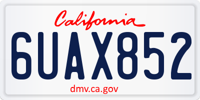CA license plate 6UAX852