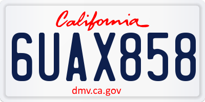 CA license plate 6UAX858