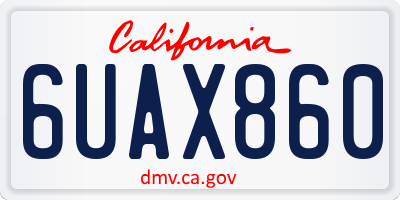 CA license plate 6UAX860