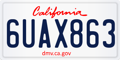 CA license plate 6UAX863