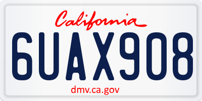 CA license plate 6UAX908
