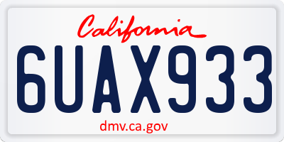 CA license plate 6UAX933