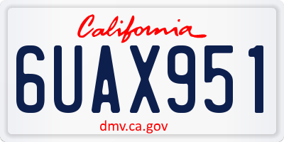 CA license plate 6UAX951