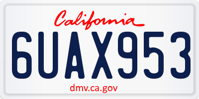 CA license plate 6UAX953