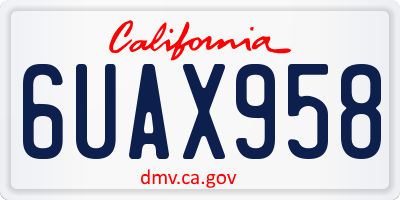 CA license plate 6UAX958