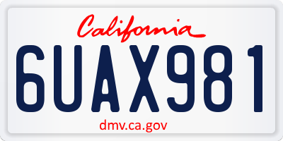 CA license plate 6UAX981