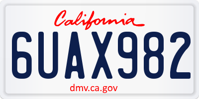 CA license plate 6UAX982