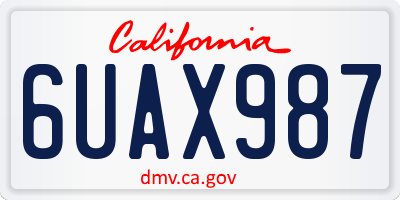 CA license plate 6UAX987