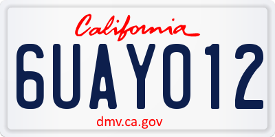 CA license plate 6UAY012