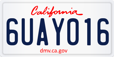 CA license plate 6UAY016