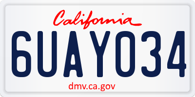 CA license plate 6UAY034