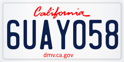 CA license plate 6UAY058