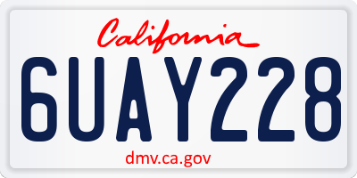 CA license plate 6UAY228