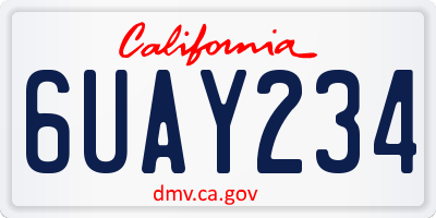 CA license plate 6UAY234