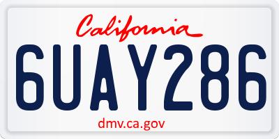 CA license plate 6UAY286