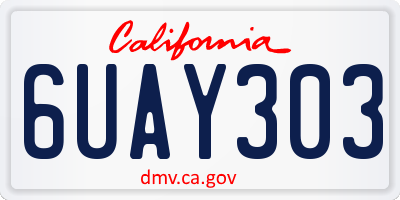 CA license plate 6UAY303