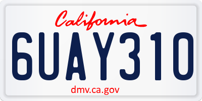 CA license plate 6UAY310