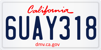 CA license plate 6UAY318
