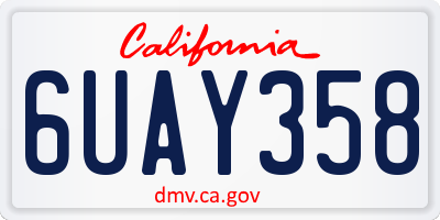 CA license plate 6UAY358