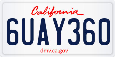 CA license plate 6UAY360