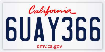 CA license plate 6UAY366