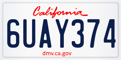 CA license plate 6UAY374