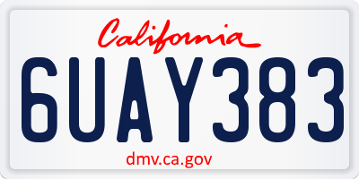 CA license plate 6UAY383