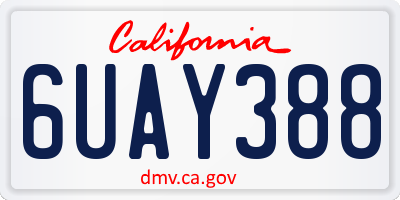 CA license plate 6UAY388
