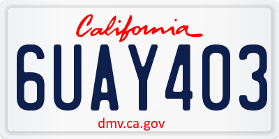 CA license plate 6UAY403