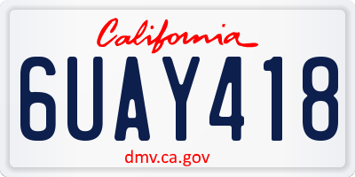 CA license plate 6UAY418