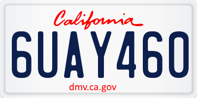 CA license plate 6UAY460