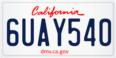 CA license plate 6UAY540