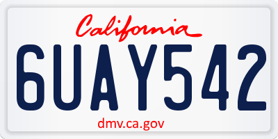 CA license plate 6UAY542