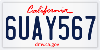 CA license plate 6UAY567