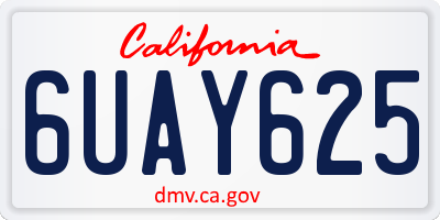 CA license plate 6UAY625
