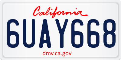 CA license plate 6UAY668