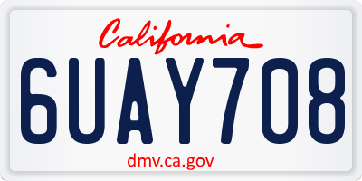 CA license plate 6UAY708